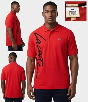 NWT Lacoste Live Unisex XL Red Polo Shirt Signature Script Logo 100% Cotton New